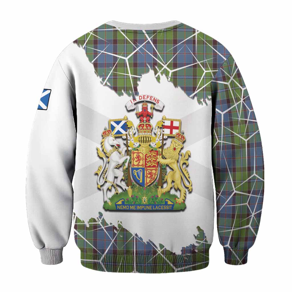 Stirling Tartan Sweatshirt with Family Crest and Lion Rampant Grunge Style