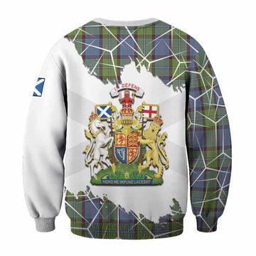 Stirling Tartan Sweatshirt with Family Crest and Lion Rampant Grunge Style