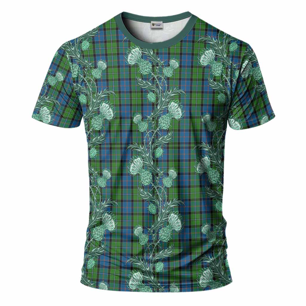 Stirling Tartan T-Shirt Seamless Scottish Thistle Flowers