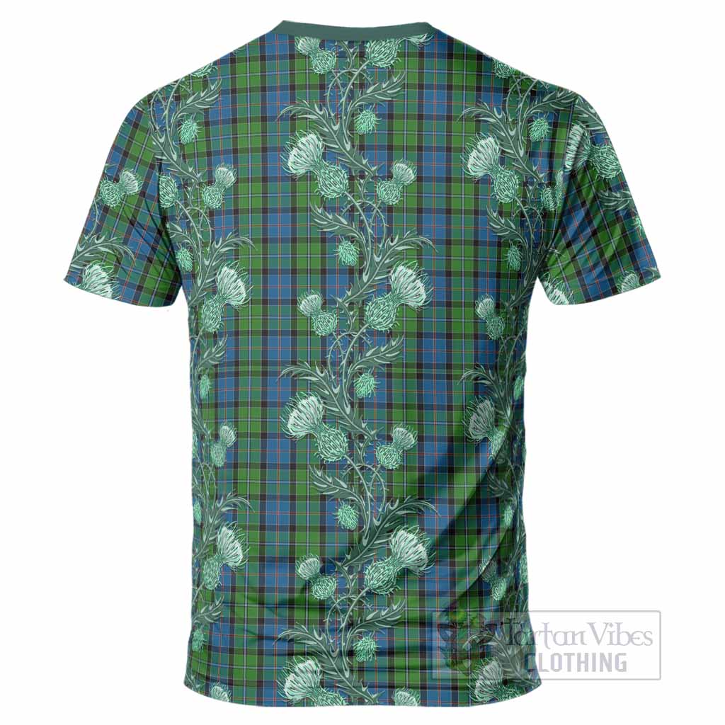 Stirling Tartan T-Shirt Seamless Scottish Thistle Flowers