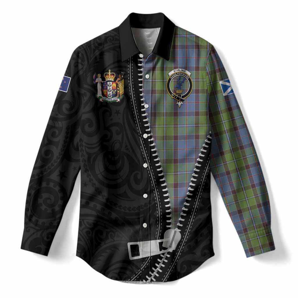 Stirling Tartan Women Casual Shirt New Zealand Pattern Unique Zipper Stylized