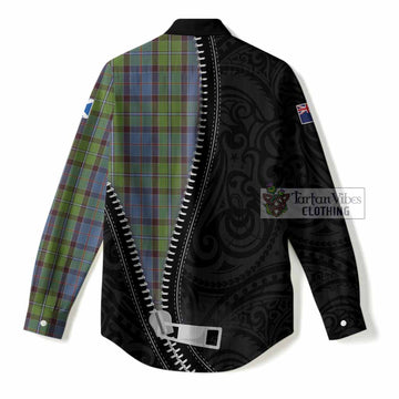 Stirling Tartan Women Casual Shirt New Zealand Pattern Unique Zipper Stylized