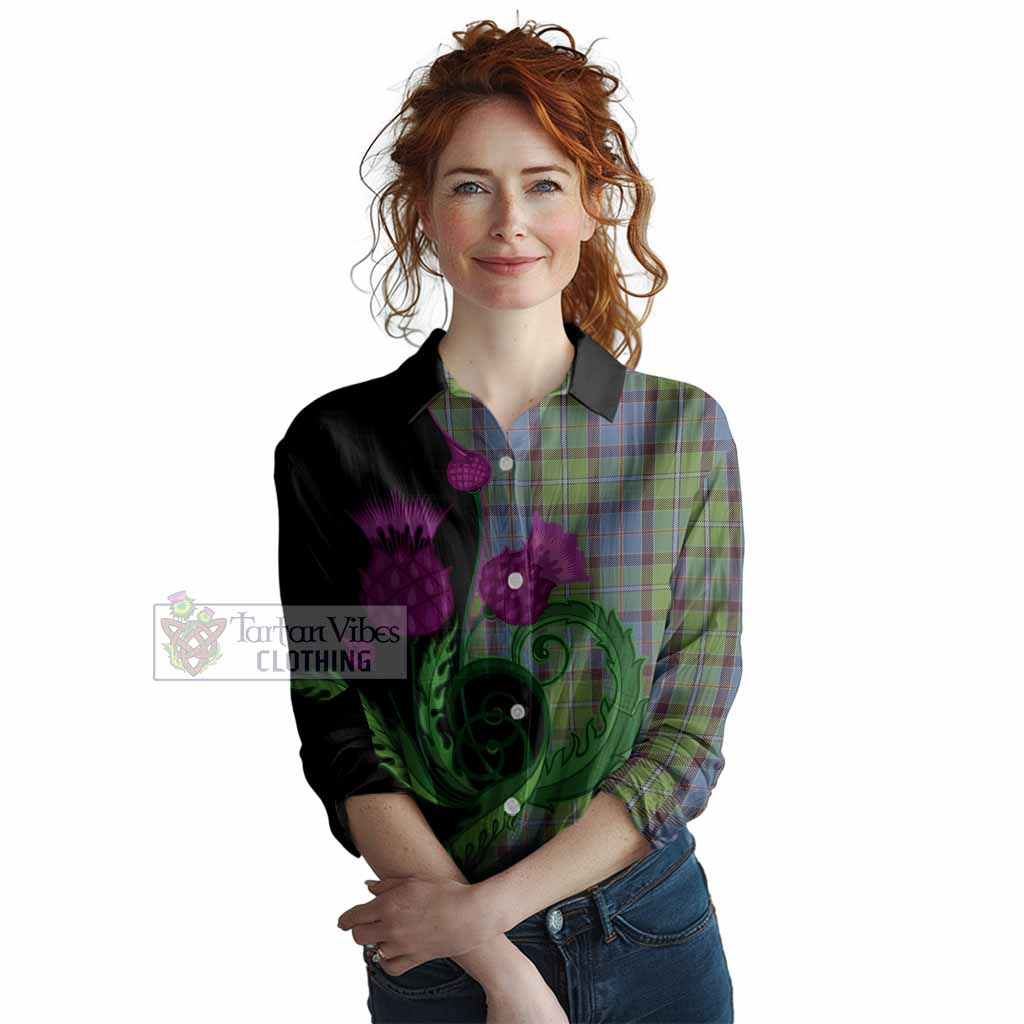 Stirling Tartan Women Casual Shirt Traditional Scottish Thistle