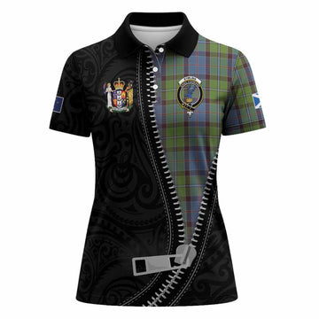 Stirling Tartan Women Polo Shirt New Zealand Pattern Unique Zipper Stylized