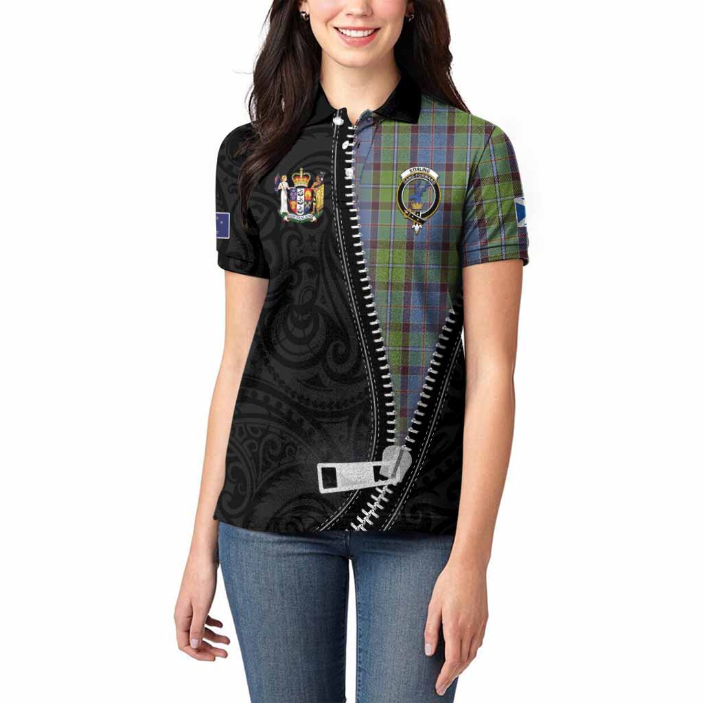 Stirling Tartan Women Polo Shirt New Zealand Pattern Unique Zipper Stylized