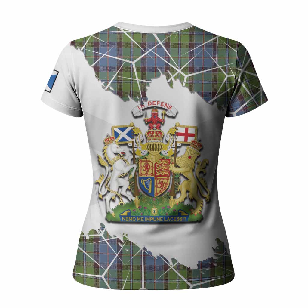Stirling Tartan Women T shirt with Family Crest and Lion Rampant Grunge Style