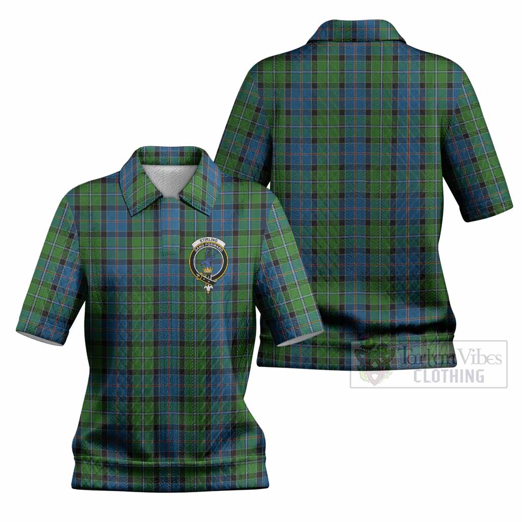 Stirling Tartan Women’s Polo Sweater Top with Family Crest