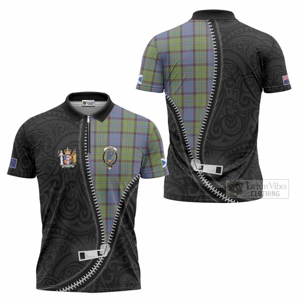 Stirling Tartan Zipper Polo Shirt New Zealand Pattern Unique Zipper Stylized