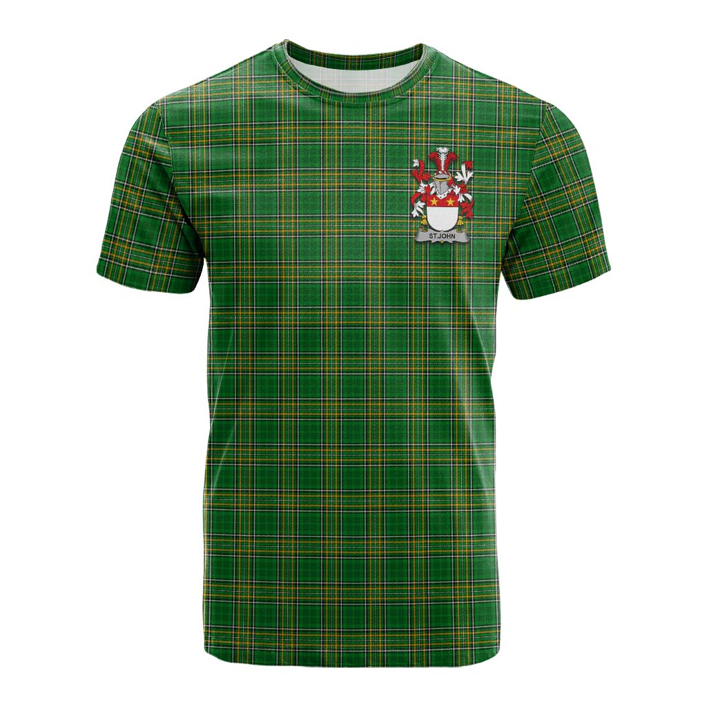 St.John Irish Clan Tartan Cotton T-shirt with Coat of Arms Kid's Shirt - Tartan Vibes Clothing