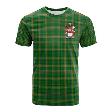 St.John Irish Clan Tartan Cotton T-shirt with Coat of Arms