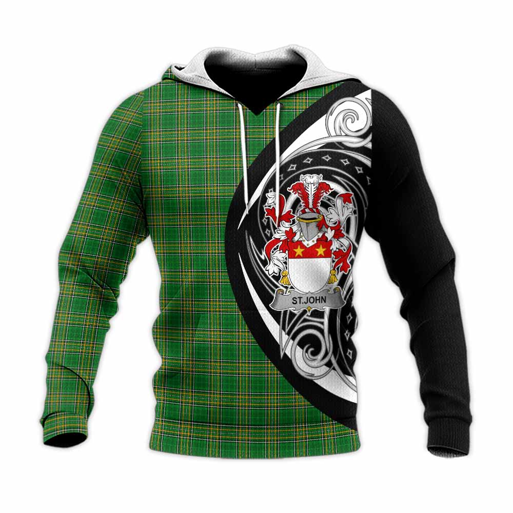 St.John Irish Clan Knitted Hoodie Celtic Circle Style Unisex Knitted Pullover Hoodie - Tartan Vibes Clothing