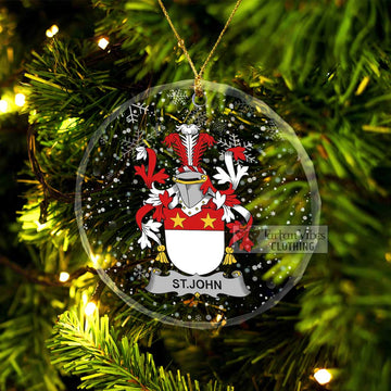 St.John Irish Clan Christmas Glass Ornament with Coat of Arms