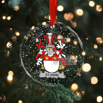 St.John Irish Clan Christmas Glass Ornament with Coat of Arms