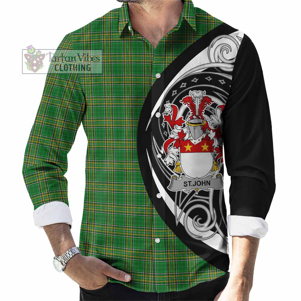 St.John Irish Clan Long Sleeve Button Shirt Celtic Circle Style - Tartan Vibes Clothing
