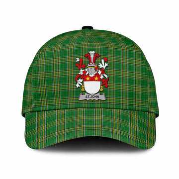 St.John Irish Clan Tartan Classic Cap with Coat of Arms