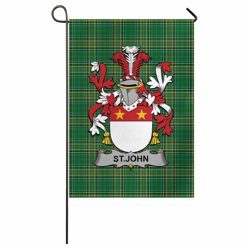 St.John Irish Clan Tartan Flag with Coat of Arms