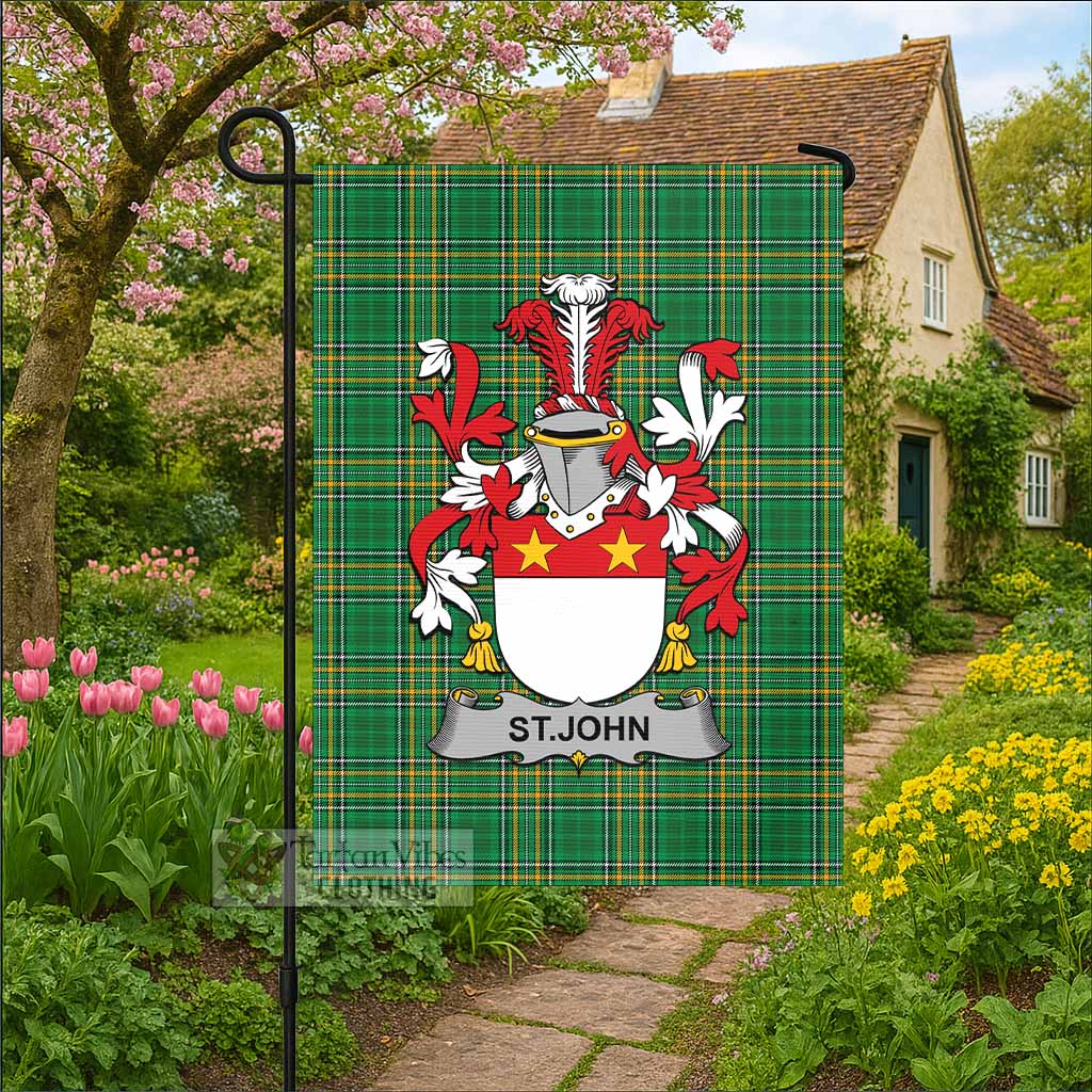 St.John Irish Clan Tartan Flag with Coat of Arms