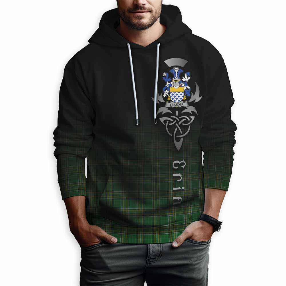 St.Leger Irish Clan Hoodie with Coat of Arms Erin Go Bragh Celtic Inspired Pullover Hoodie - Tartan Vibes Clothing