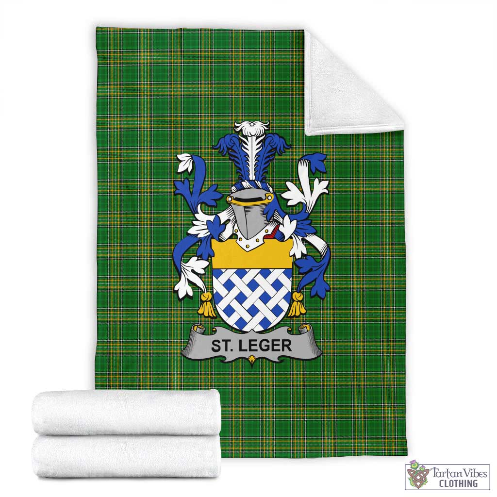 St.Leger Irish Clan Tartan Blanket with Coat of Arms X-Large 59 x 79 inches 150 x 200 cm - Tartan Vibes Clothing