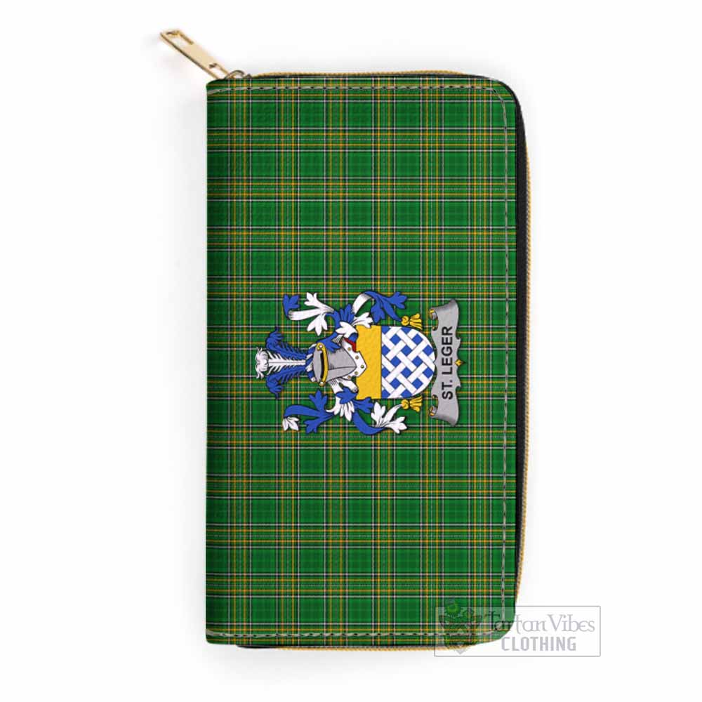 St.Leger Irish Clan Tartan Women's Leather Wallet with Coat of Arms One Size 19.7*10.5*3.5 cm - Tartan Vibes Clothing