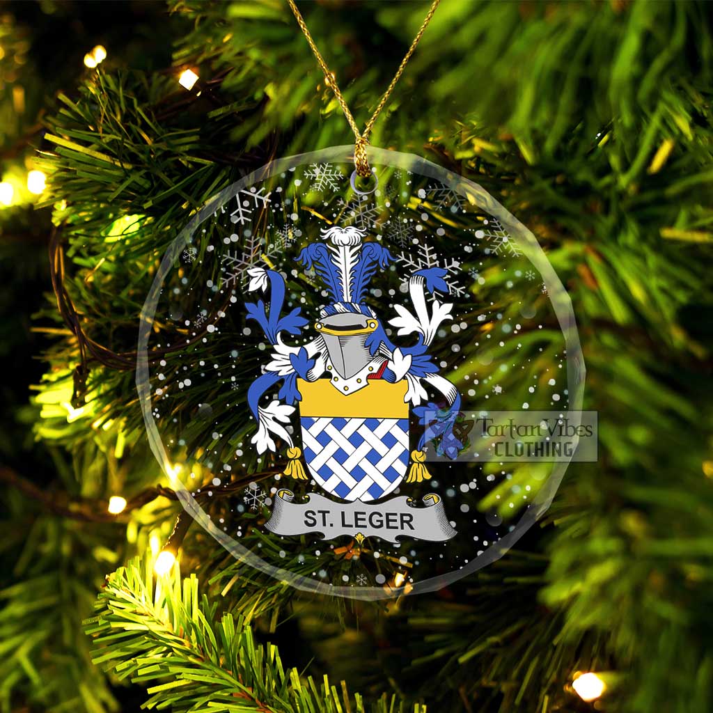 St.Leger Irish Clan Christmas Glass Ornament with Coat of Arms Transparent Glass Circle - 2D-tartanvibesclothing