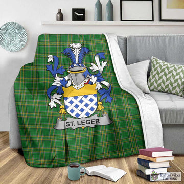 Tartan Vibes Clothing St.Leger Irish Clan Tartan Blanket with Coat of Arms
