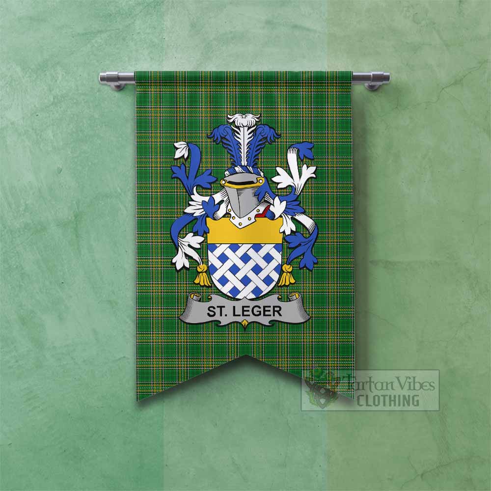 St.Leger Irish Clan Tartan Gonfalon, Tartan Banner with Coat of Arms Fishtail - Tartan Vibes Clothing