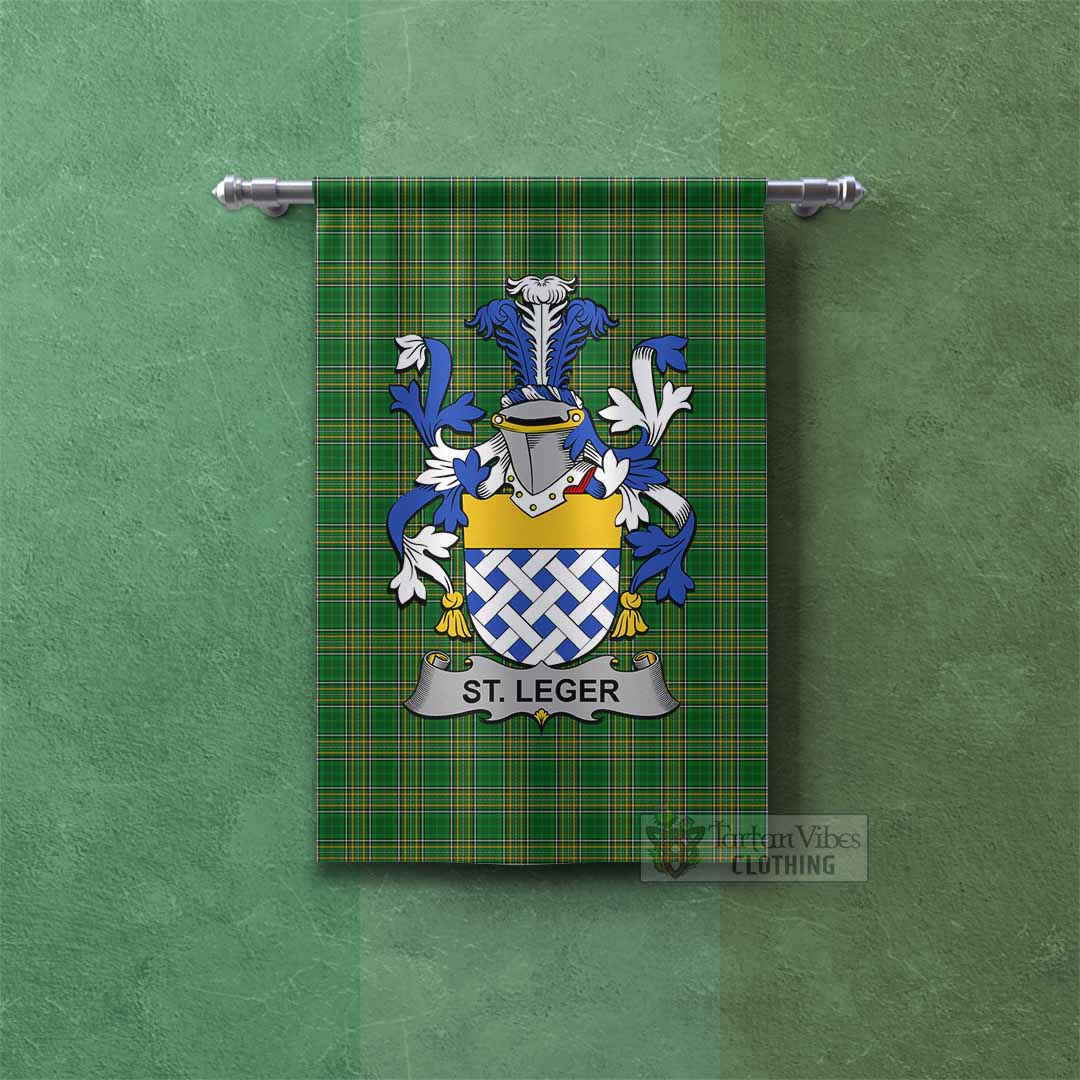 St.Leger Irish Clan Tartan Gonfalon, Tartan Banner with Coat of Arms Rectangle - Tartan Vibes Clothing