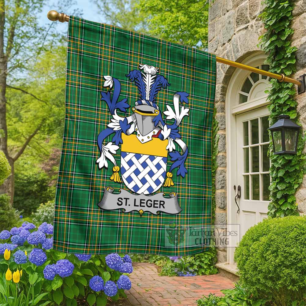 St.Leger Irish Clan Tartan Flag with Coat of Arms