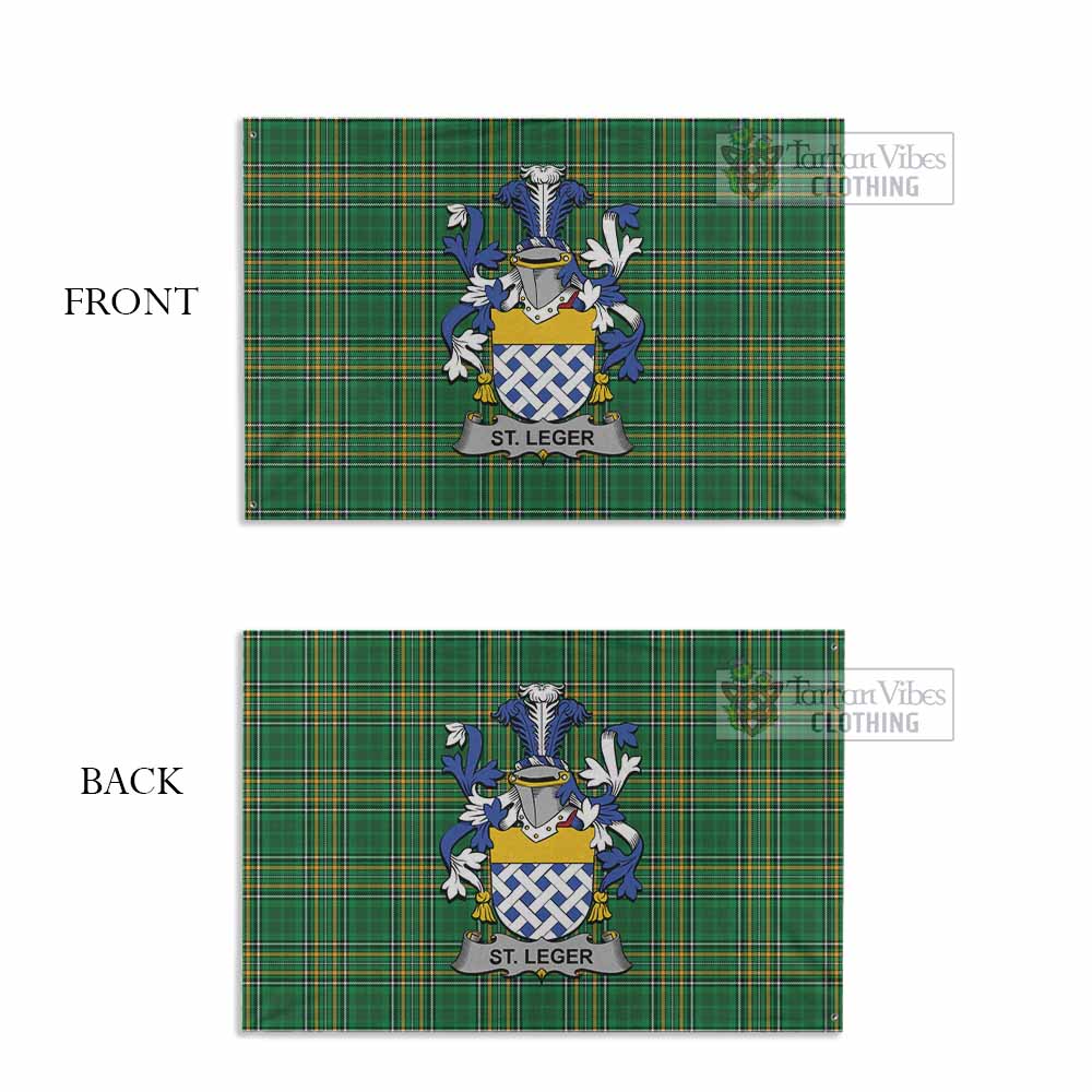Tartan Vibes Clothing St.Leger Irish Clan Tartan House Flag with Coat of Arms