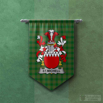 St.Michell Irish Clan Tartan Gonfalon, Tartan Banner with Coat of Arms