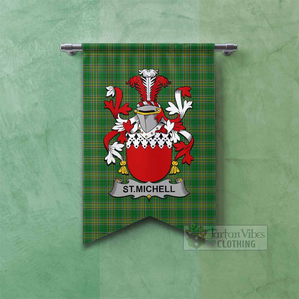 Tartan Vibes Clothing St.Michell Irish Clan Tartan Gonfalon, Tartan Banner with Coat of Arms