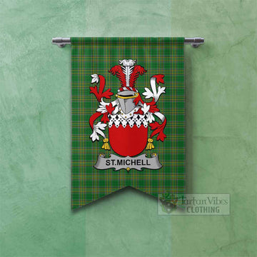 St.Michell Irish Clan Tartan Gonfalon, Tartan Banner with Coat of Arms