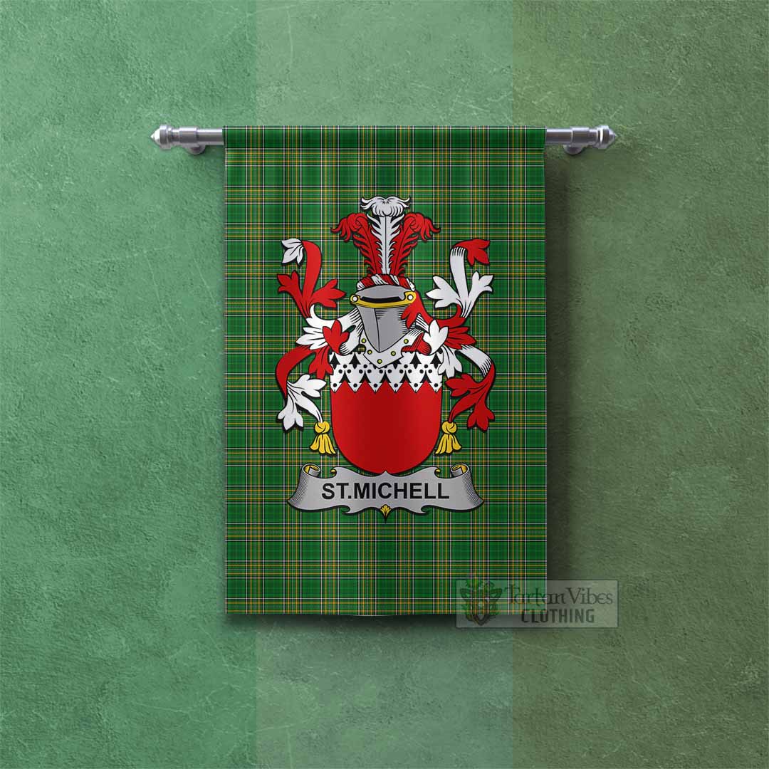 Tartan Vibes Clothing St.Michell Irish Clan Tartan Gonfalon, Tartan Banner with Coat of Arms