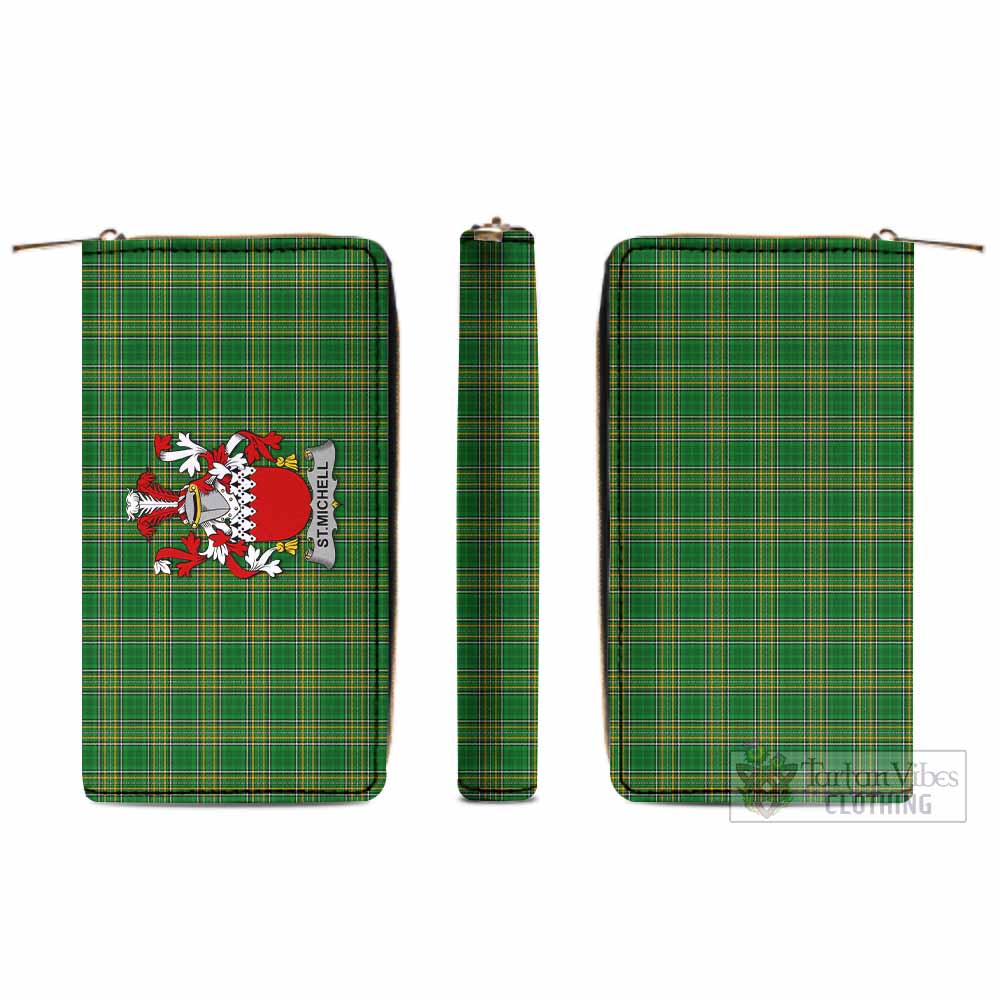 Tartan Vibes Clothing St.Michell Irish Clan Tartan Women's Leather Wallet with Coat of Arms