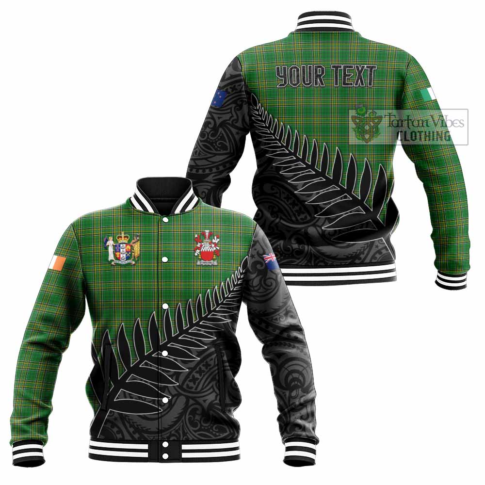 Tartan Vibes Clothing St.Michell Irish Clan Tartan Baseball Jacket with Coat of Arms New Zealand Silver Fern Half Style