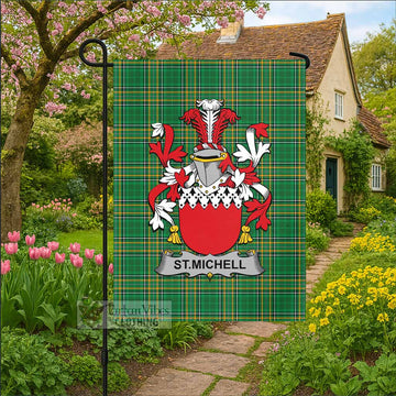 St.Michell Irish Clan Tartan Garden Flag with Coat of Arms