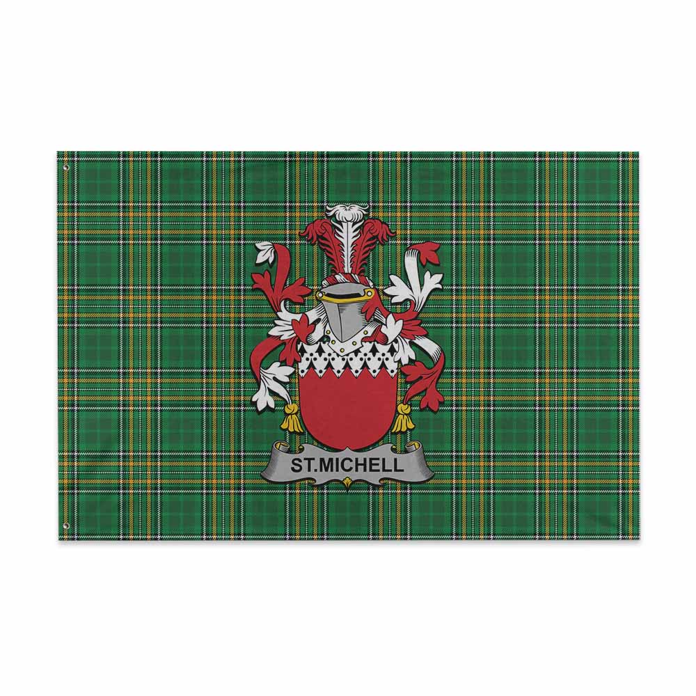 Tartan Vibes Clothing St.Michell Irish Clan Tartan House Flag with Coat of Arms