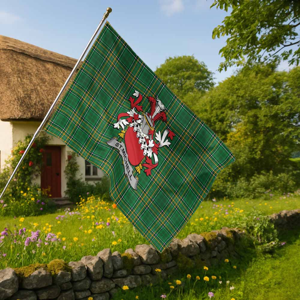 Tartan Vibes Clothing St.Michell Irish Clan Tartan House Flag with Coat of Arms