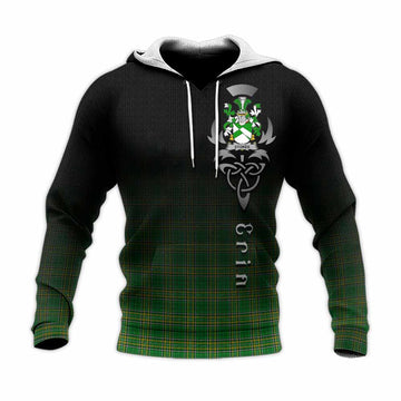 Tartan Vibes Clothing Stokes Irish Clan Knitted Hoodie with Coat of Arms Erin Go Bragh Celtic Inspired