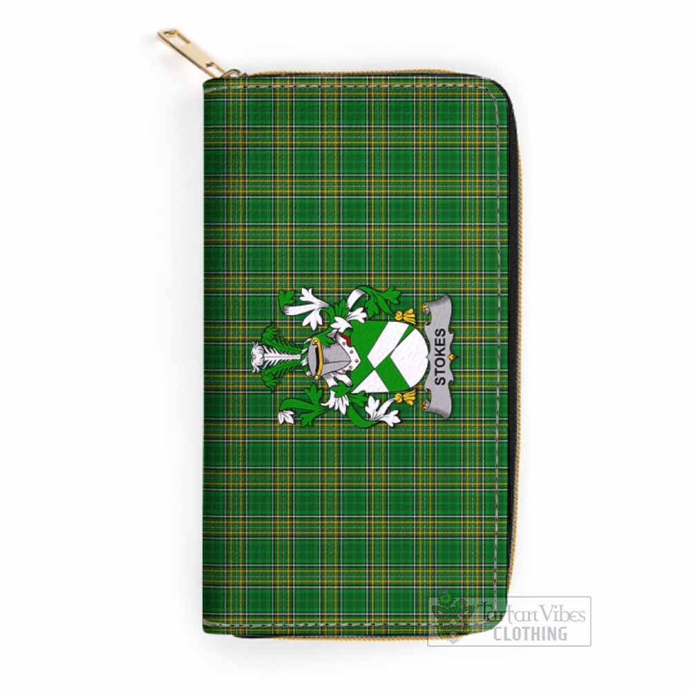 Tartan Vibes Clothing Stokes Irish Clan Tartan Women's Leather Wallet with Coat of Arms