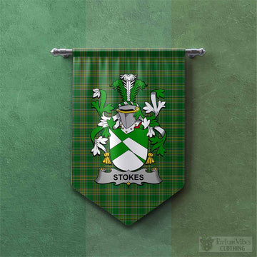 Stokes Irish Clan Tartan Gonfalon, Tartan Banner with Coat of Arms