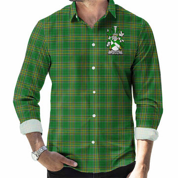 Stokes Irish Clan Tartan Long Sleeve Button Up with Coat of Arms