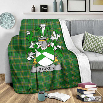 Tartan Vibes Clothing Stokes Irish Clan Tartan Blanket with Coat of Arms