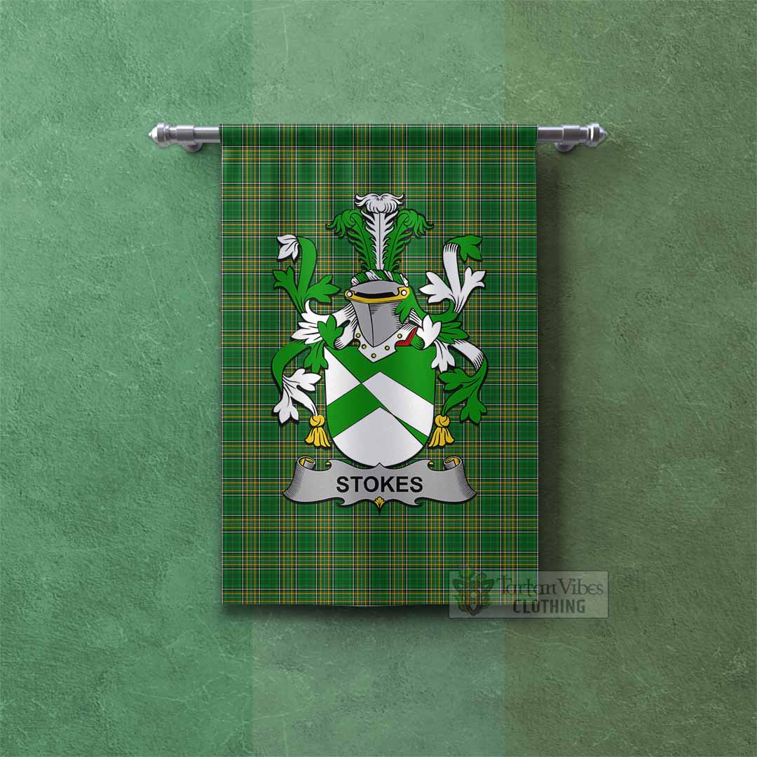 Tartan Vibes Clothing Stokes Irish Clan Tartan Gonfalon, Tartan Banner with Coat of Arms