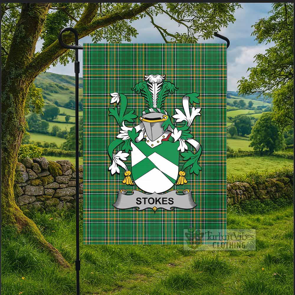Stokes Irish Clan Tartan Flag with Coat of Arms