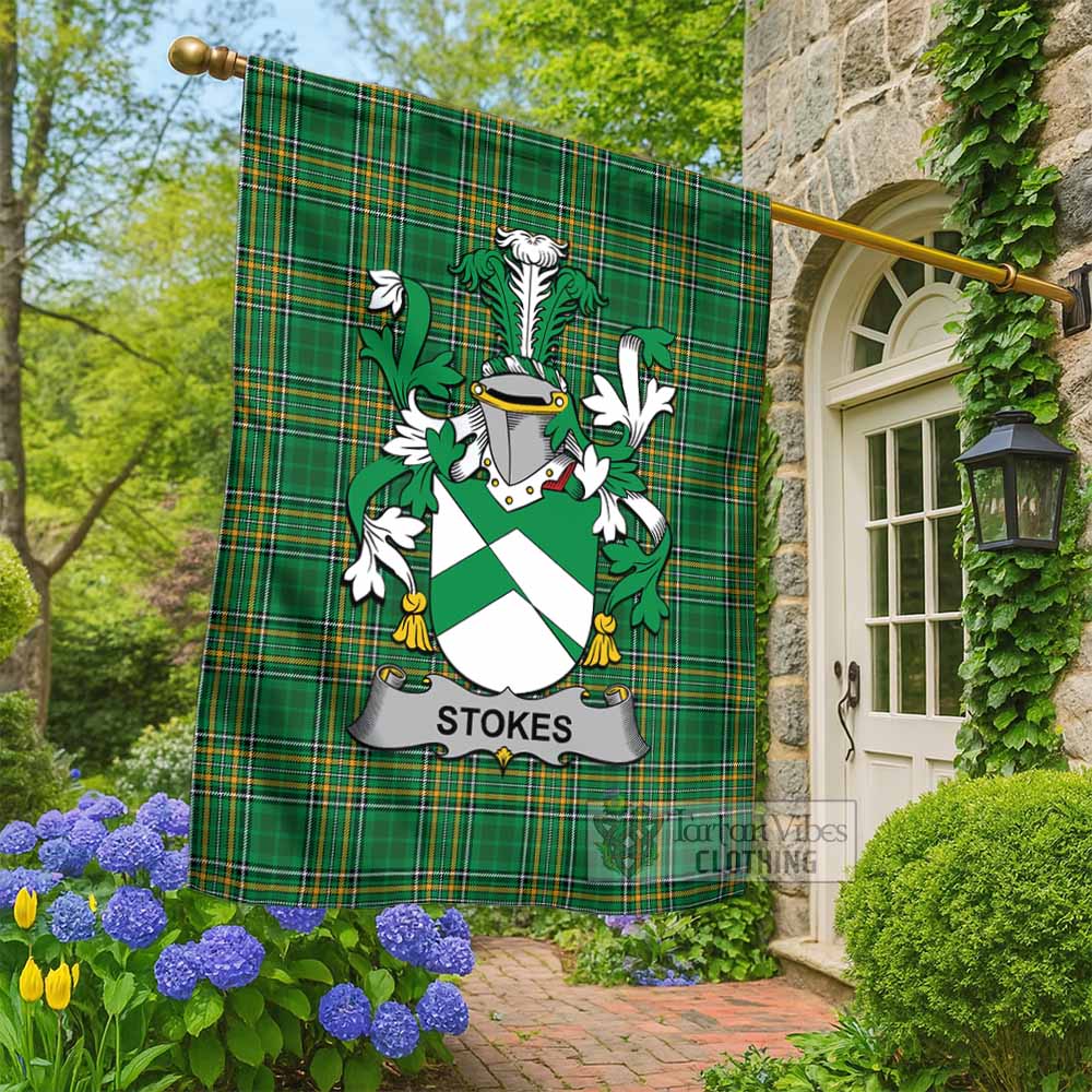 Stokes Irish Clan Tartan Flag with Coat of Arms