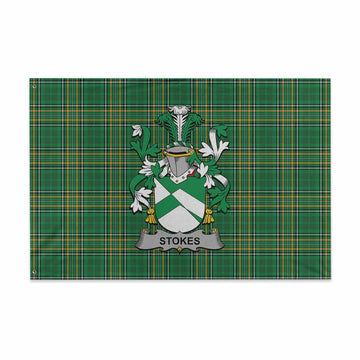 Stokes Irish Clan Tartan House Flag with Coat of Arms