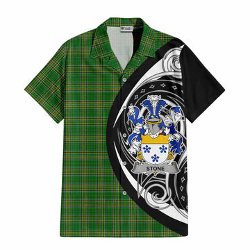 Tartan Vibes Clothing Stone Irish Clan Short Sleeve Button Shirt Celtic Circle Style