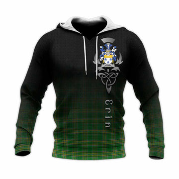 Tartan Vibes Clothing Stone Irish Clan Knitted Hoodie with Coat of Arms Erin Go Bragh Celtic Inspired